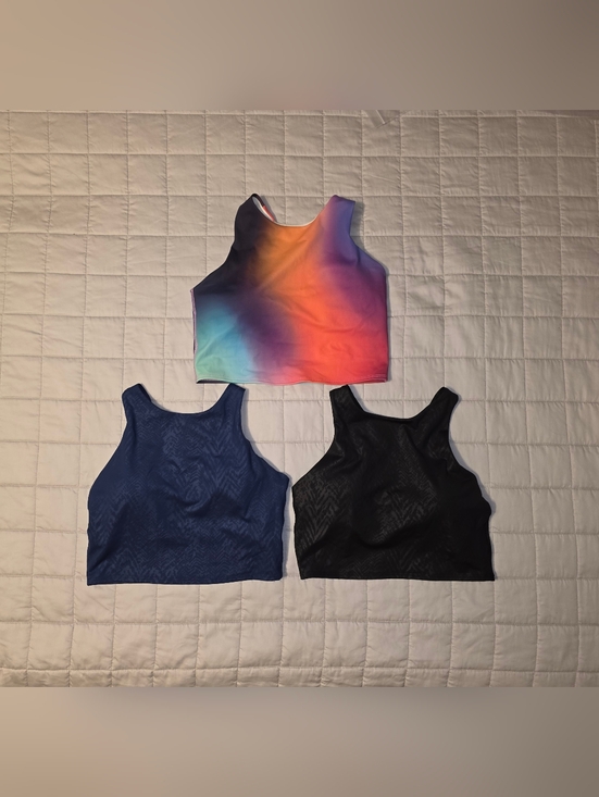 Athleta Other - Set of 3 Athleta Concious Crop Sports Bra - Rainbow, Navy, Black
